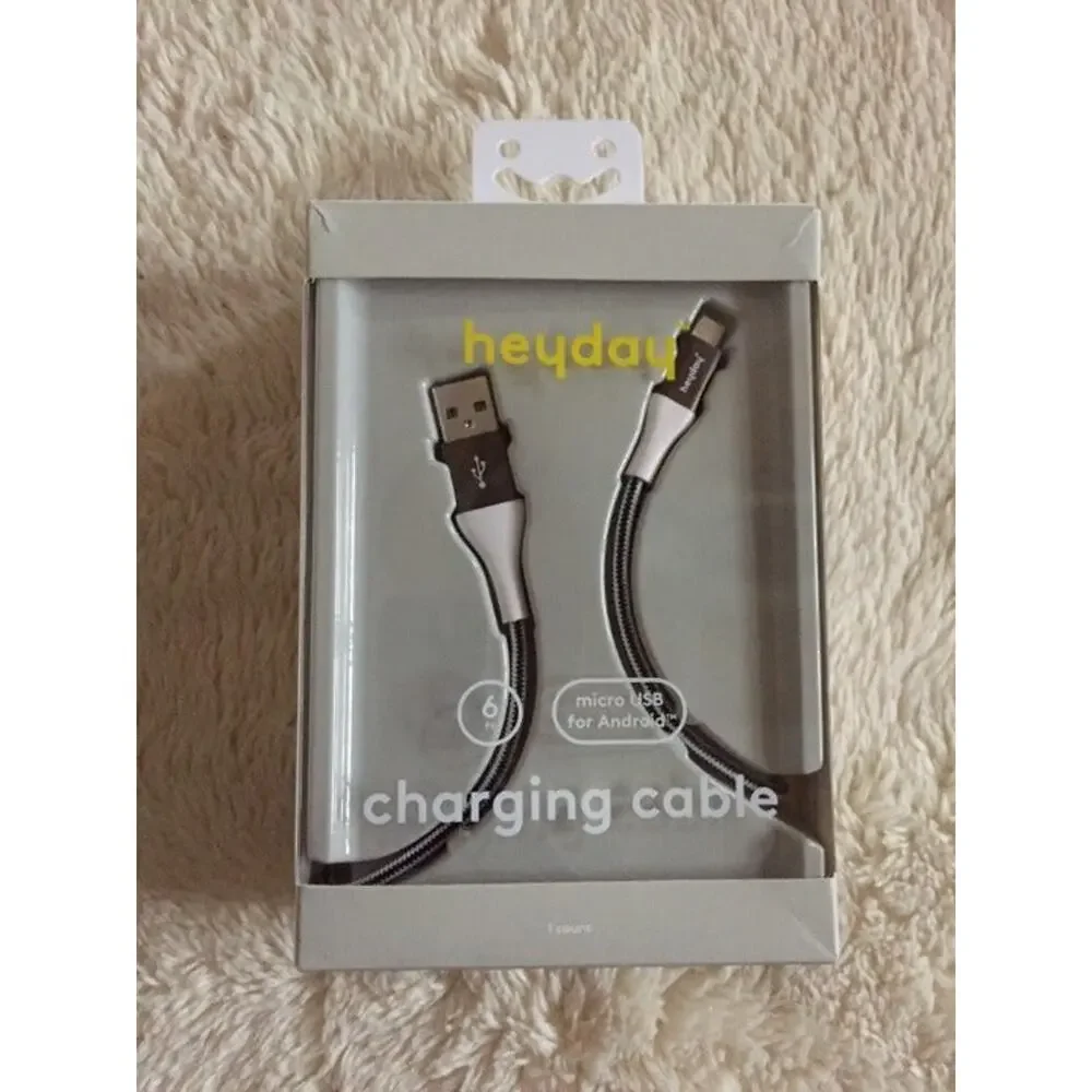 heyday™ 6' Micro USB to USB-A Braided Cable-B/W/Gunmetal